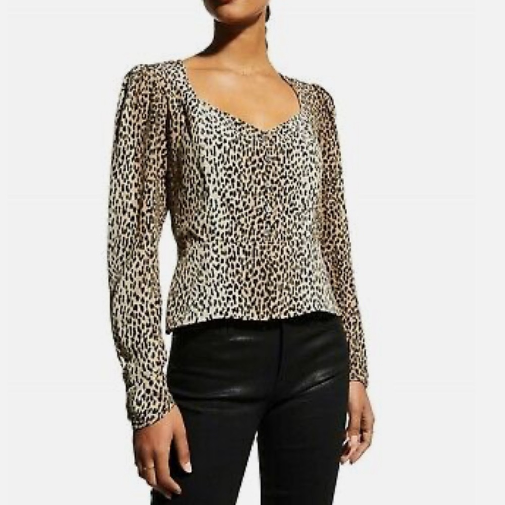 FRAME Women's Leopard-print Silk-crepe Peplum Blouse M - New with Tags!